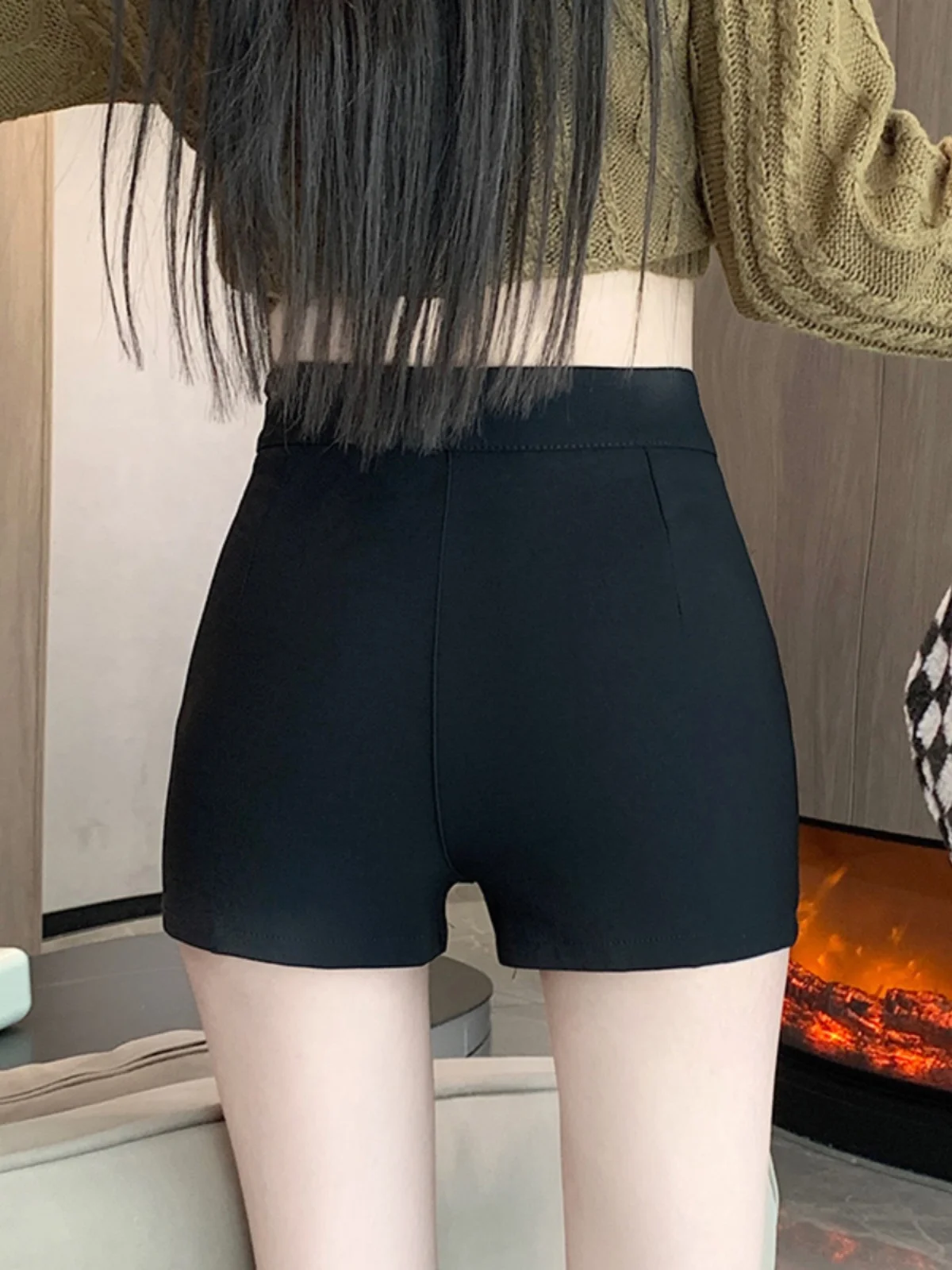 بنطلون نسائي عالي الخصر للربيع والصيف، تصميم جديد نحيف، طبقة أساسية مرنة، بنطلون كاجوال واسع الساق من ألياف البوليستر