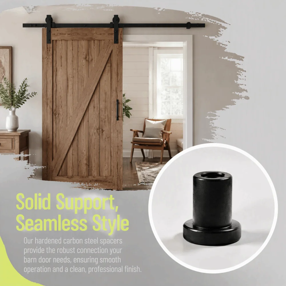 4pcs Precision Carbon Steel Barn Door Spacers Black Easy Install Sliding Door Hardware Wall Track Spacers Home Renovation