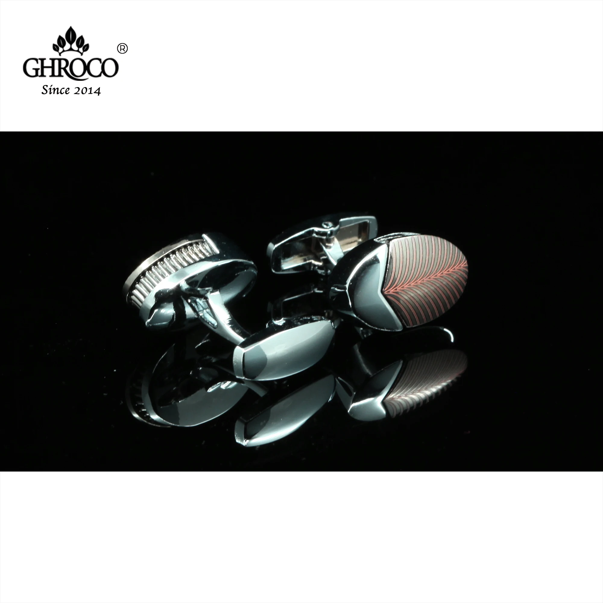 GHROCO عالية الجودة رائعة سطح الليزر الطباعة القهوة اللون قميص أزرار أكمام موضة فاخرة هدية رجال الأعمال النساء