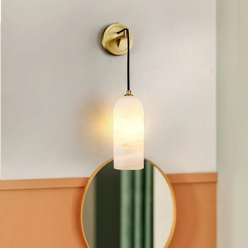 Natura Marble Pendant Lamp Nordic Spanish Wall Lamp Bedroom Headboard with Minimalist Long-shaped