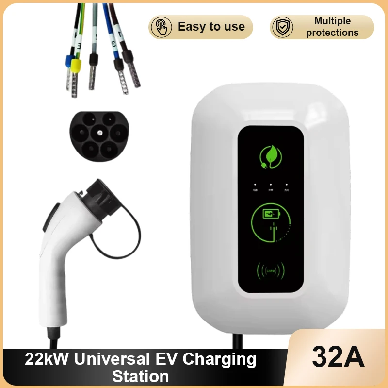

22kW Universal EV Charging Station for Electric Vehicles Wall Mounted or Upright Column Type with LED Indicator Three Phase
