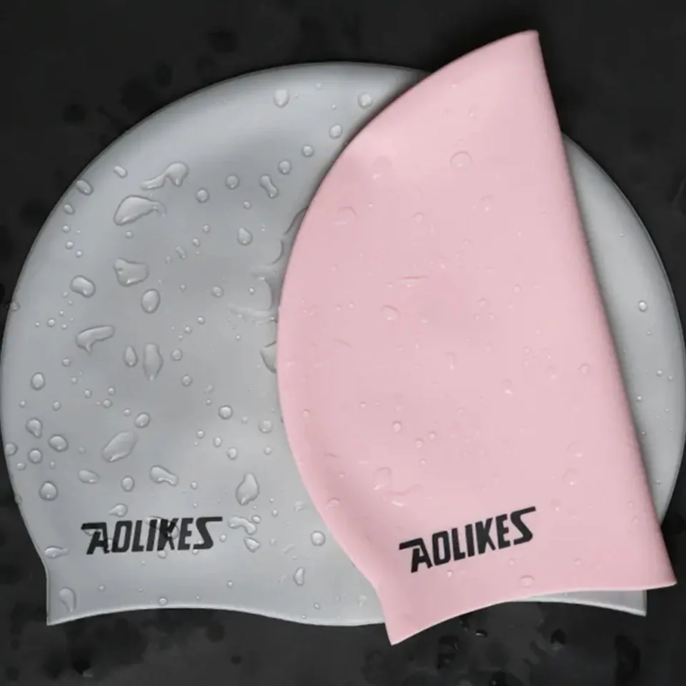 AOLIKES Premium Silicone Non-Slip Swim Cap Cover Ears Wrinkle-Free Swimming Cap for Men and Women Waterproof Swim Caps