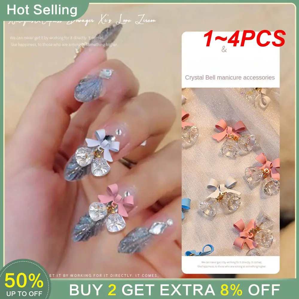 1~4PCS Nail Drill Lasting Beauty Princess Series Unique Bell Pendant Nail Decoration Jewelry Accessories