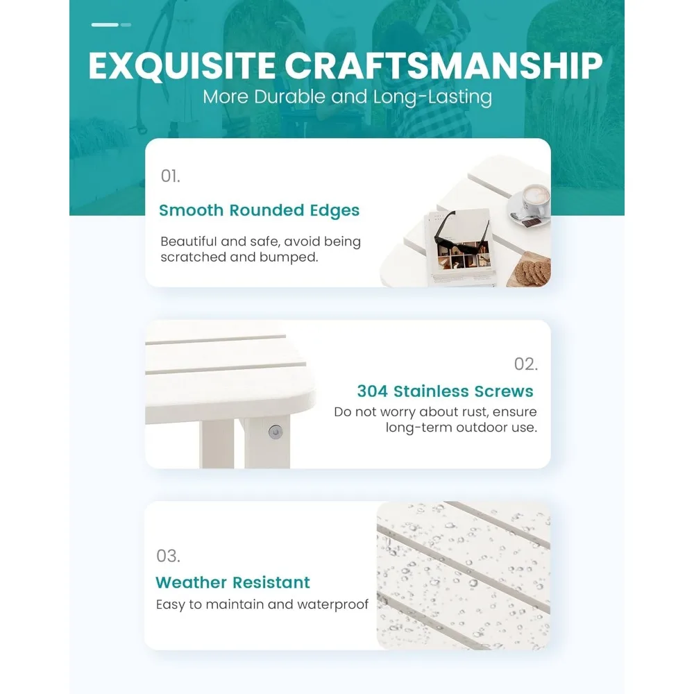 طقم طاولة جانبية مزدوجة من آديرونداك مكون من 2، طاولة جانبية - أبيض #5