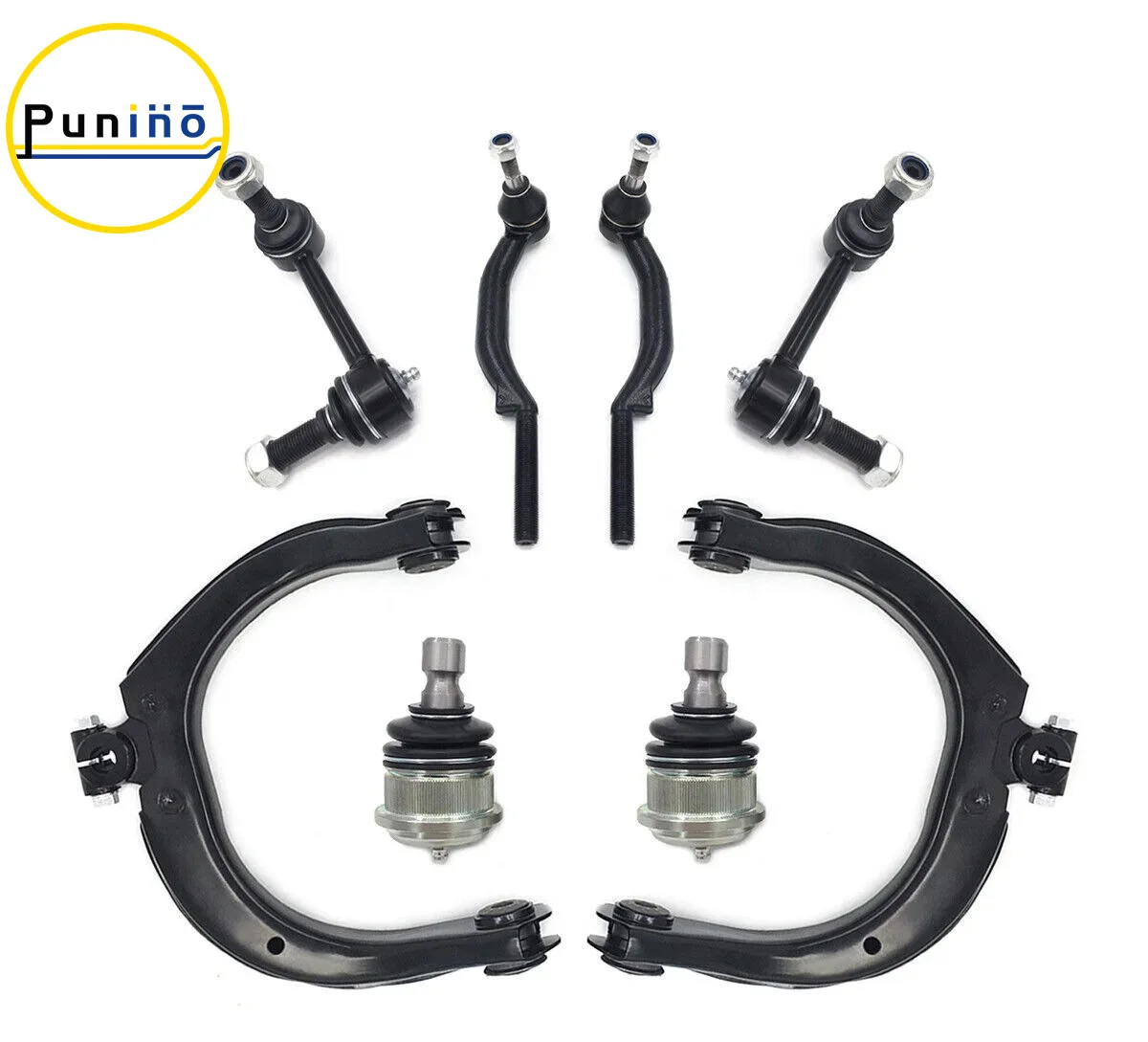 

Punino 8pcs Front Upper Control Arm Tie Rod End Kit for Buick Rainier Chevrolet Trailblazer GMC Envoy 2004 2005 2006 2007