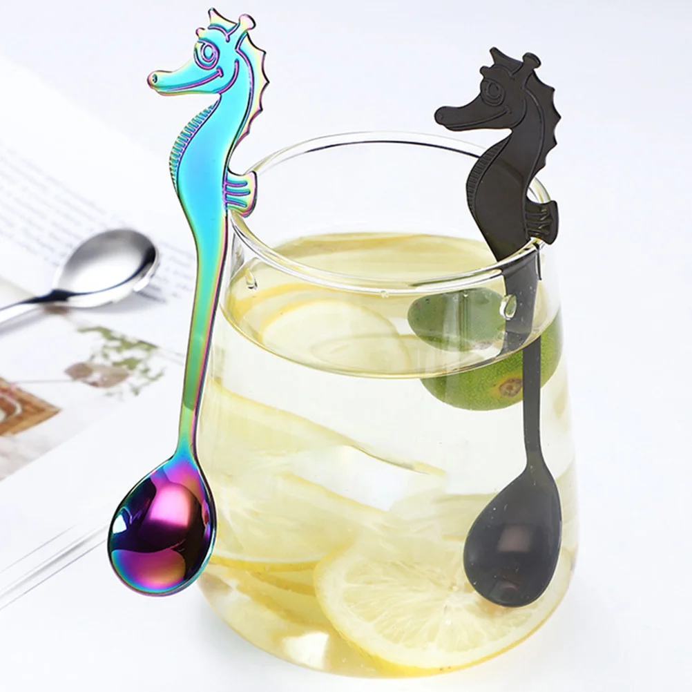 

3 шт. кофейные ложки из нержавеющей стали, устойчивые к ржавчине гиппокамп, подвесная чашка для торта, десерта, ложки для перемешивания, фруктовые ложки без запаха