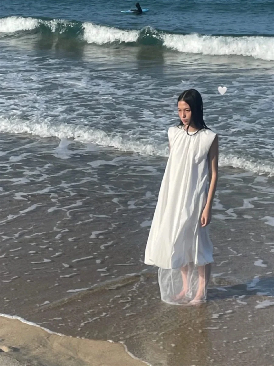 เสื้อกั๊กทรงบลูมเมอร์ยาว Summer New Sle PREON รุ่น Dr Advanced Sensation ตัดเย็บด้วยผ้าฝ้าย 3 มิติ ทรงเอไลน์ ไม่มีตะเข็บ รุ่น Dr