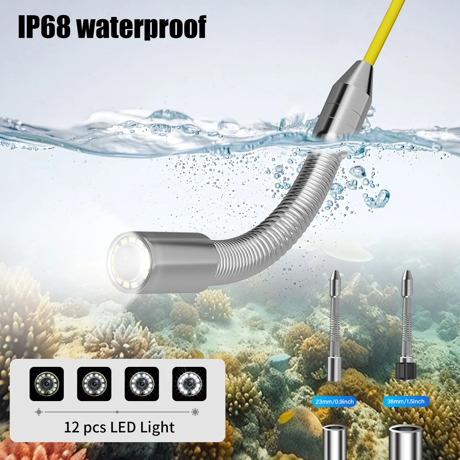 GAMWATER Esgoto Boroscópio 4.3 Polegadas HD 1200TVL 16GB DVR IP68 À Prova D 'Água 8500mAH Câmera Endoscópio de Inspeção de Tubos com 5mm 10/20/30M