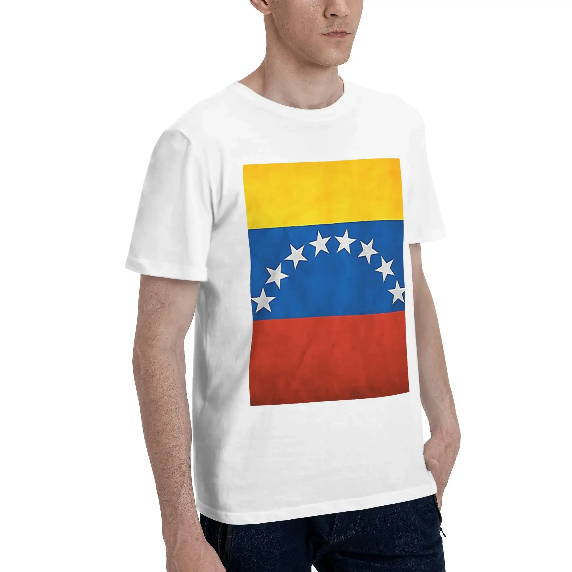 

Venezuela Venezuelan Flag National Flag of Venezuela Men T-Shirt Plus Size T Shirts Men's Round Neck Cotton Tees Short Male