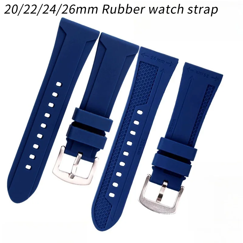 Silicone Watch Band 20mm 22mm 24mm 26mm Soft Universal Rubber Watch Strap For Panerai Omega Hauwei Sport Bracelet Accessories