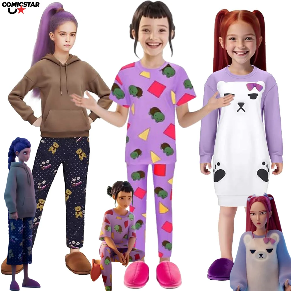 

KPop Roleplay Demon Hunters Rumi Casual Wear Zoey Mira Pajamas Cosplay Huntrix Girl Costumes Costume Halloween Carnival Party