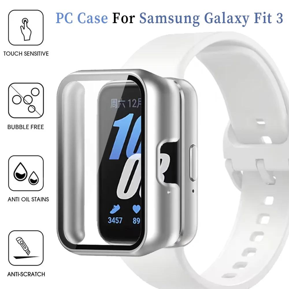 PC-Gehäuse + Glas für Samsung Galaxy Fit 3 Allround-Hart-PC-Stoßfänger-Displayschutzabdeckung für Samsung Galaxy Fit3 Anti-Fall-Hülle