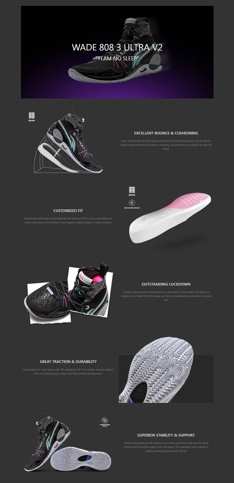 Tênis de Basquete Profissional Li-Ning Wade 808 3 Ultra V2 Masculino