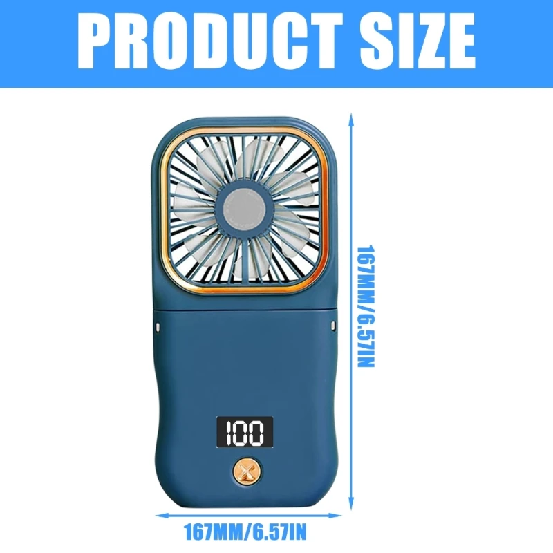 Портативный USB-вентилятор Складной 3-скоростной перезаряжаемый вентилятор Встроенный аккумулятор емкостью мАч