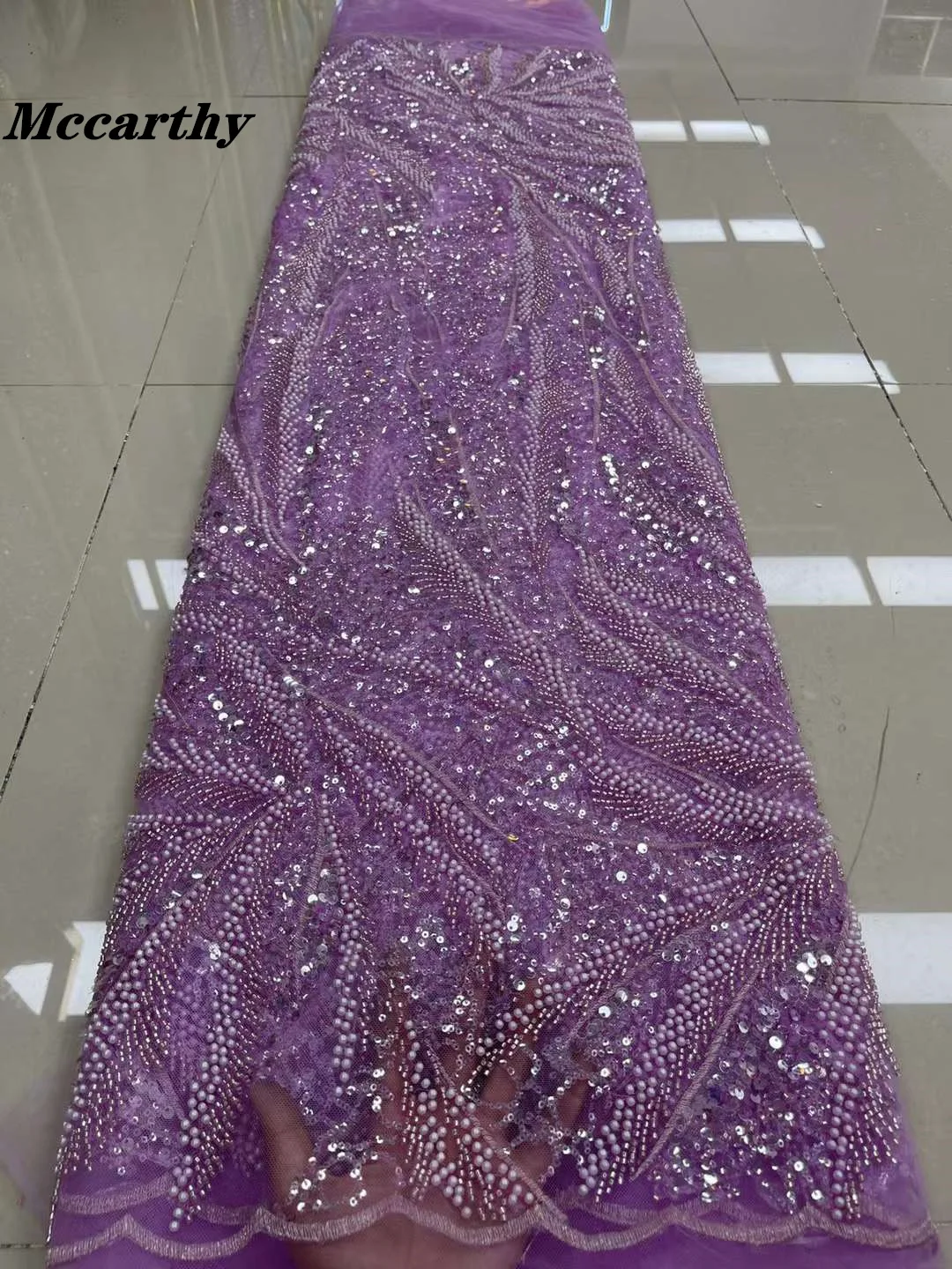 Tissu Africain en Dentelle Violette de Haute Qualité, Paillettes de Luxe, Filet Français, Tulle, Maille, Perles, Mariage, 2023