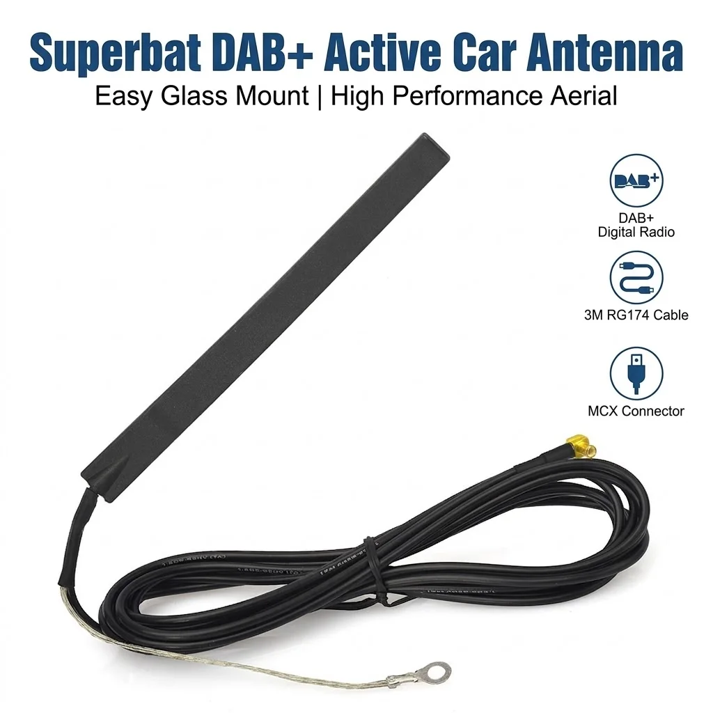 Superbat DAB + 유리 마운트 활성 DAB 디지털 자동차 라디오 공중 안테나 자동차 라디오 Pioneer Clarion 용 MCX 커넥터