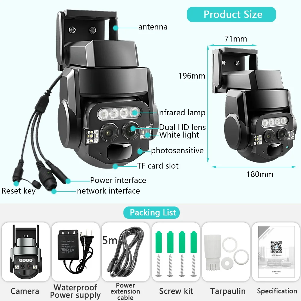 Imagem -06 - Outdoor ai Intelligent Wifi Binocular 10x Optics Zoom 6mp Cor de Alta Definição Câmera de Monitoramento de Visão Noturna Ip66 Impermeável