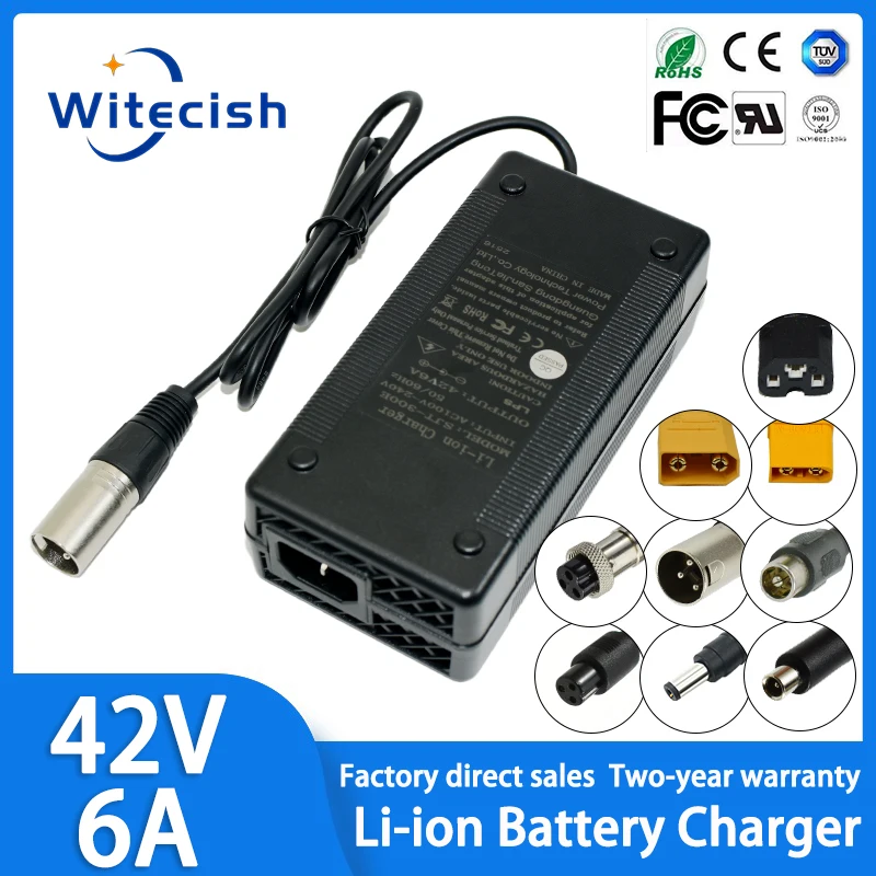 36V 6A  Battery Charger 42V GX16 IEC XT60,XT90 Lithium Li-ion Li-poly Fast Charger 10S 36 Volt