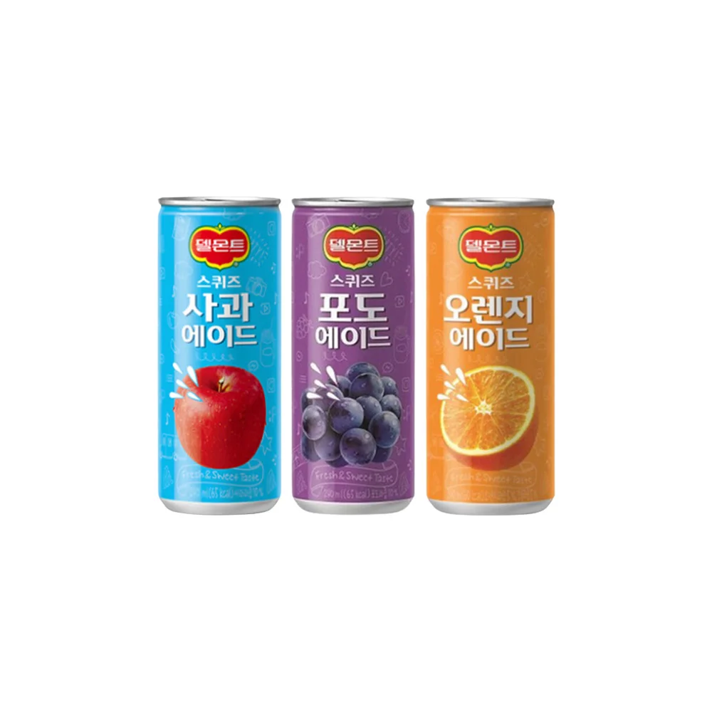 Delmont Squeeze-Ade Orange Grape Apple 240ml 10 cans each Total 30 cans