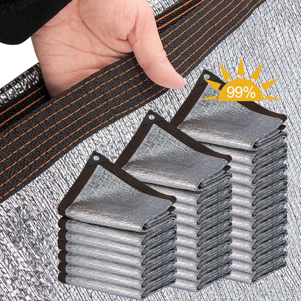 

Aluminum Foil 99% Shading Rate Garden Shade Cloth with Grommets Anti-UV Sun Shade Net Waterproof Cover Outdoor Balcony Camping