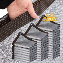Aluminum Foil 99% Shading Rate Garden Shade Cloth with Grommets Anti-UV Sun Shade Net Waterproof Cover Outdoor Balcony Camping