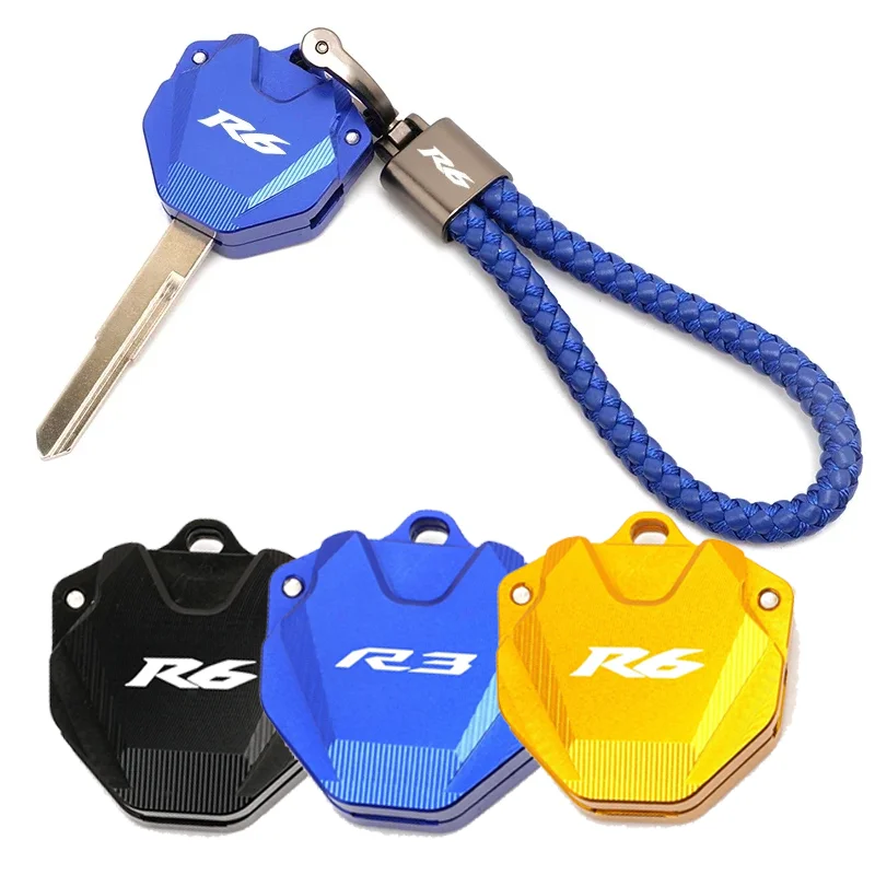 Motorcycle For Yamaha YZF R3 R6 YZFR3 YZF-R3 YZF-R6 YZFR6 CNC Key Case Cover Shell Protection Keychain Keyring Accessories
