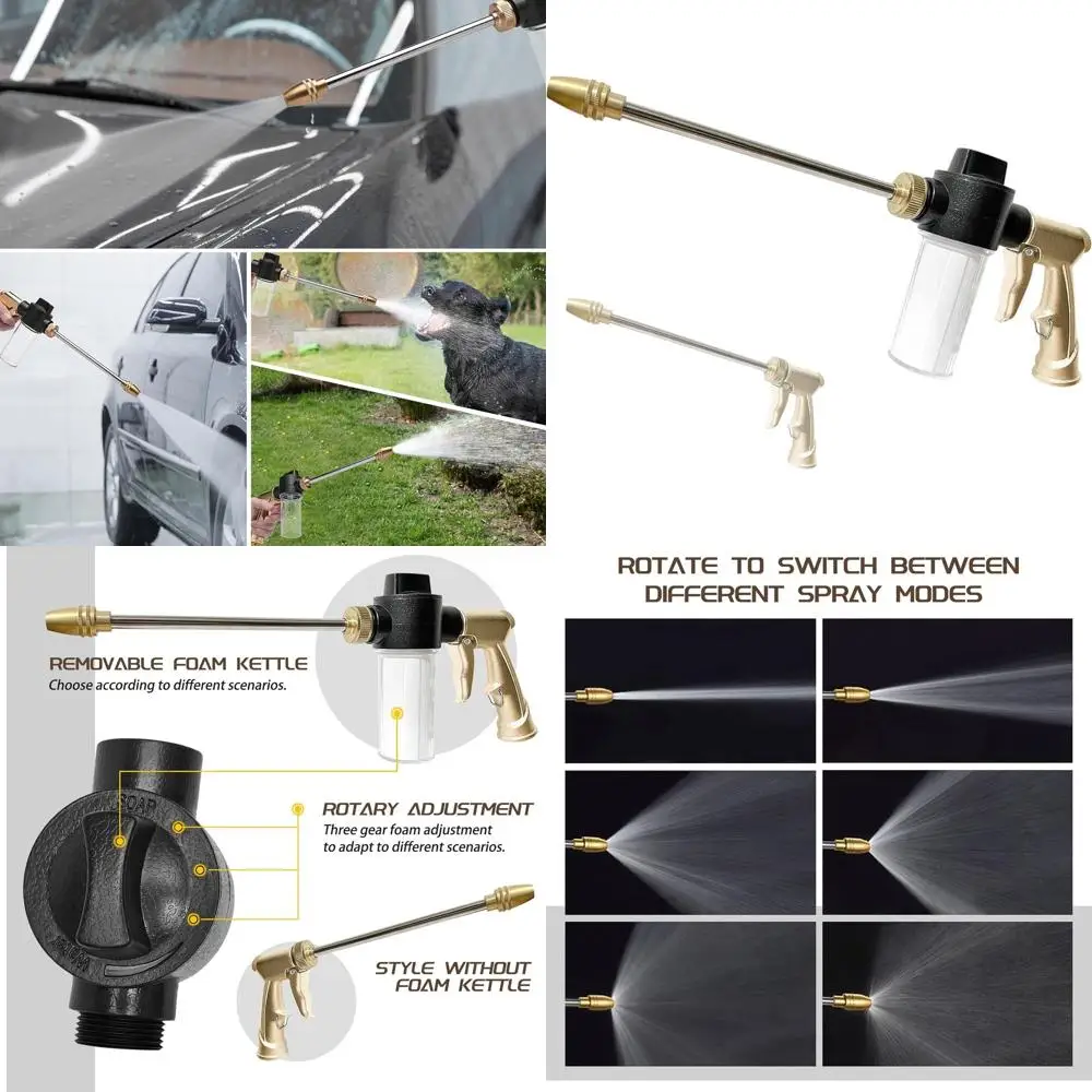

High Pressure Garden Hose Nozzle Sprayer with 3.5oz Plastic Soap Dispenser Bottle, Heavy Duty Car Wash Foam Gun, Adjustable Nozz