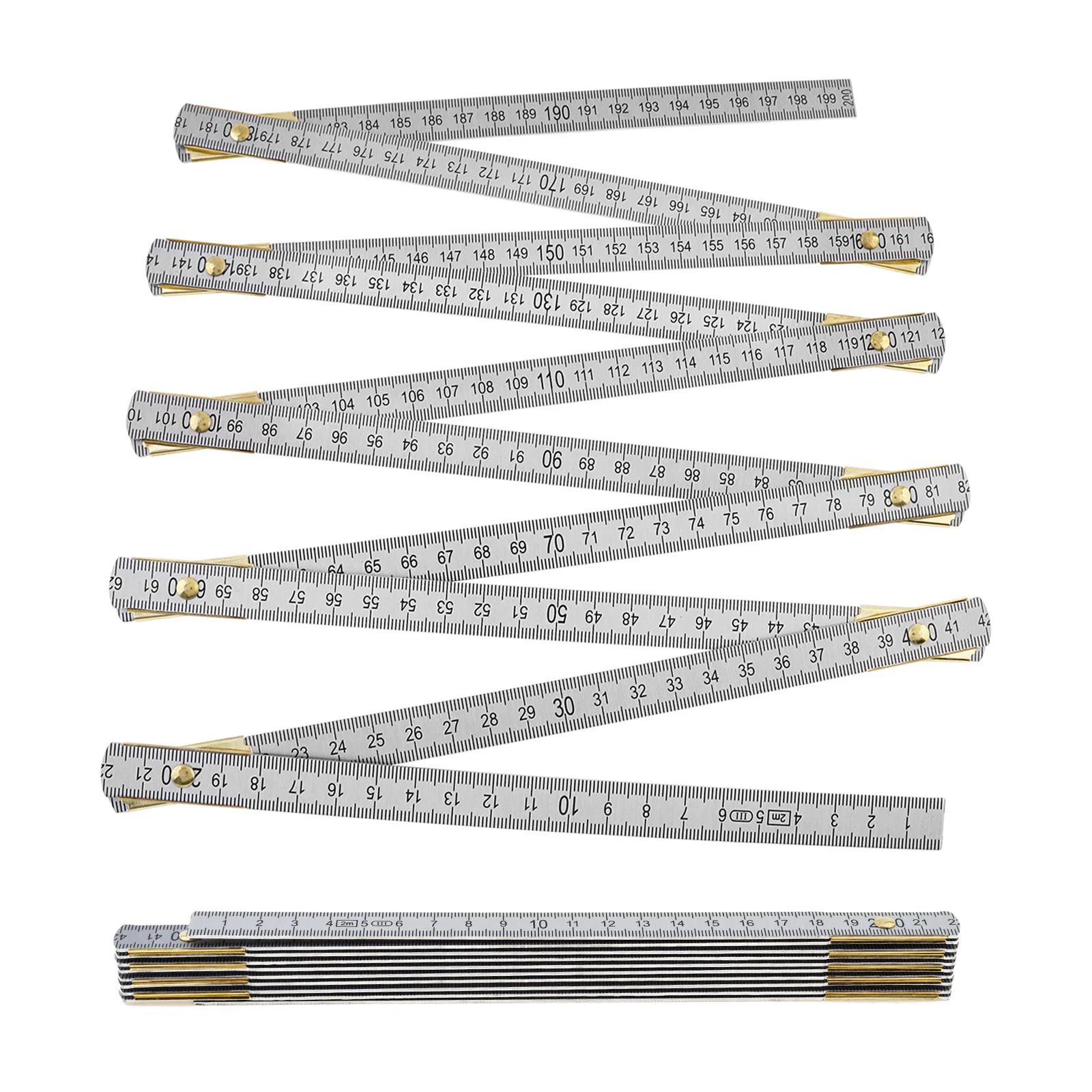 2pcs 2M Dual Metric Scale Aluminum Folding Ruler Set for Metalworking Industrial Drawing Carpenter Ruler Measuring Tool