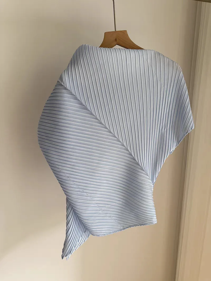 Pleated T-Shirt 2026 Summer New Japane Irregular Cut Pile Collar Top Simple Fashion Lightweight Wrinkle-Free Women Skirt