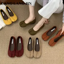 Women Flats Heel Tabi Ninja Shoes Fashion Split Toe Ballet Leopard Print Shoe Comfy Ballerina Soft Moccasins Casual Loafer Mujer