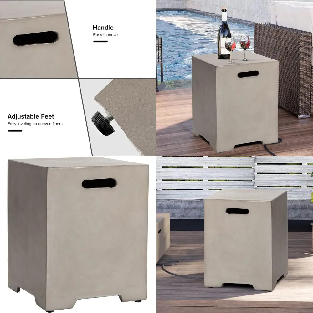 Capa para Tanque de Propano de 16 Polegadas para Churrasqueiras a Gás de 20lb, Mesa Lateral para Pátio Externo, Acabamento Cinza Natural