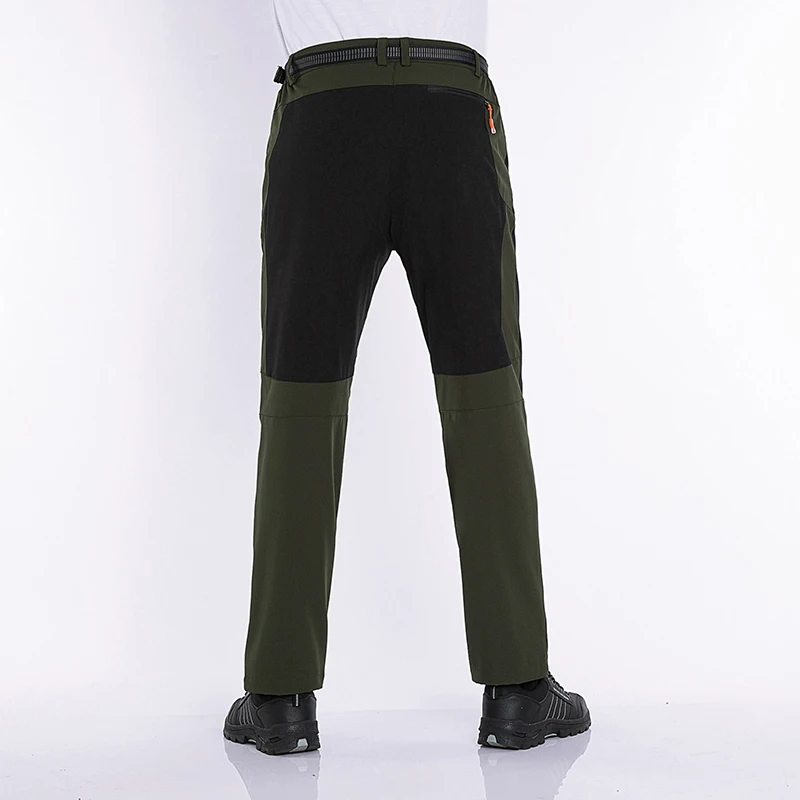 JNLN Men Winter Fleece Pants Warm Waterproof Hiking Pants Outdoor Camping Climbing Skiing Soft Shell Windproof Rain Trousers