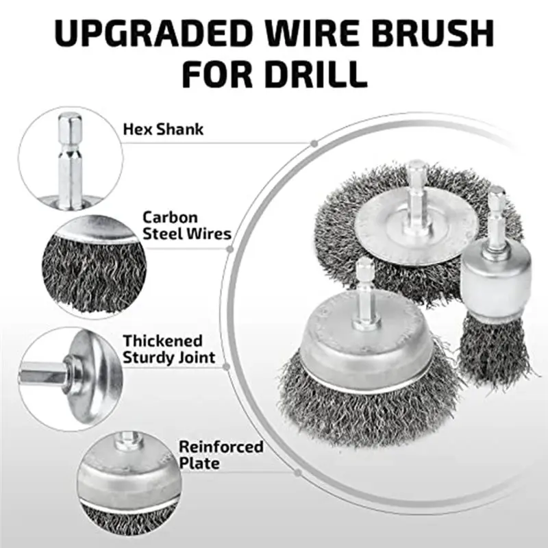 ablp-15個入りワイヤーブラシセット、1-4インチ六角シャンク付き、ドリル用ワイヤーカップブラシ、ドリルビット用モールドワイヤーブラシ