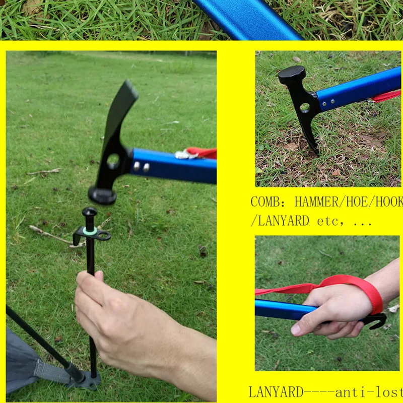 Stainless Steel Tent Nails with Hammer Non-Rust Camping Family Tent Pop Up Tent Stakes Ice Tools Heavy Duty for Camping