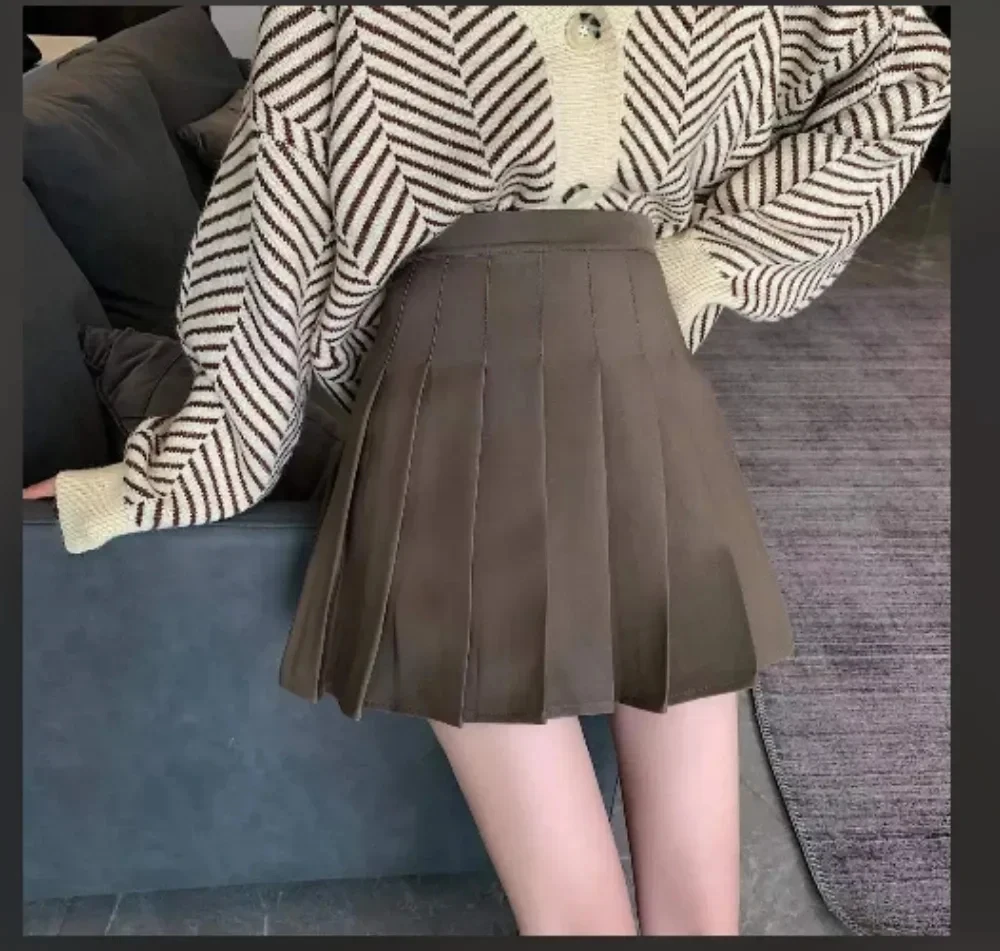 2025 zomer nieuwe dames Koreaanse losse micro-elastische hoge taille comfortabele casual tennis golf effen kleur plooirok