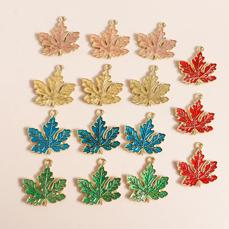 Duarte 20 Stück/Set Niedliche Pflanzen-Anhänger Emaille Blumen- und Blatt-Charms für Schmuckherstellung Halsketten Ohrringe DIY Basteln Geschenk – Detail 10