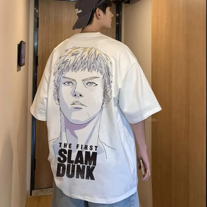 

Japanese Anime SLAM DUNK Simple Sketch Classic Character Portrait Fashion High Street Unisex Harajuku Men's Women's T-shirts