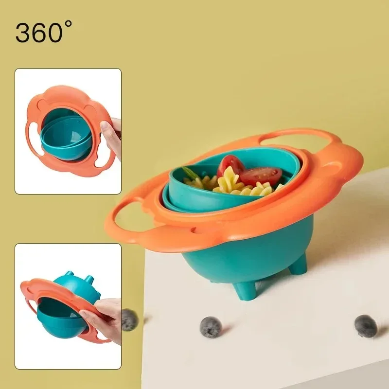 360 Degree Rotating Children's Tableware Anti Spill Anti Drop Baby's Complementary Food Dishes Toddler Dinner Plate