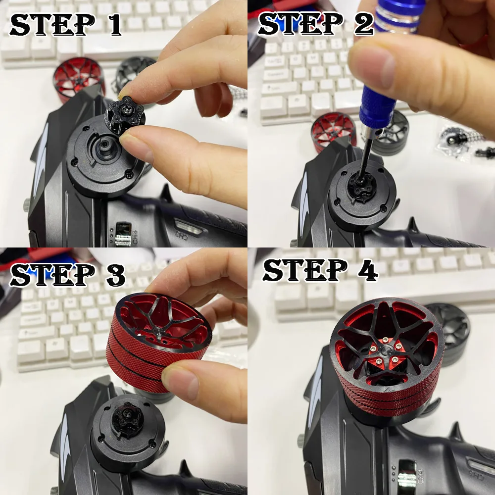 Aluminium Remote Control Steering Wheel Handwheel for RC Transmitter TQI Flysky Noble NB4 X6 X4 SANWA MT44 Futaba 7PX 4PX RC4GS