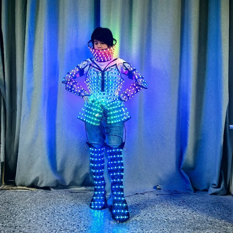 Led Glowing Women Transparent Costume Bar KTV Stage Performance Clothes Fantasy Glow Party Nightclub Props Costumes Cosplay Suit