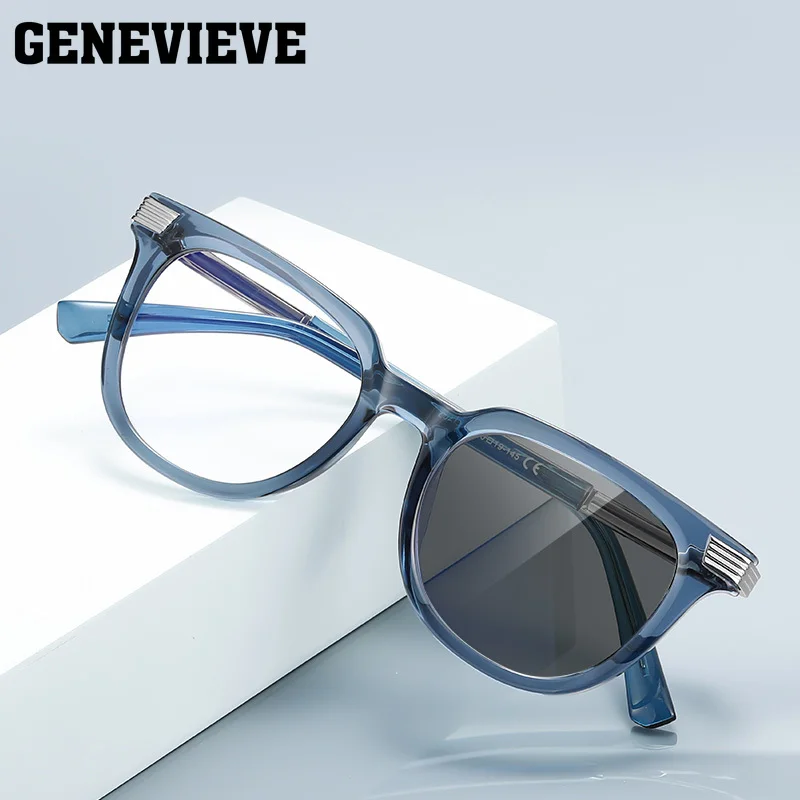 

GENEVIEVE New Arrivals Minimalist Stylish Unique Design Men's Photochromic Blue Light Blocking Glasses Customizable Prescription