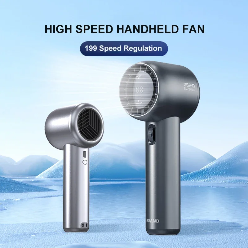 Mini Fan 199 Gears High Speed Handheld Fan Portable Cooler Fans USB Rechargeable 3500mAh Electric Fan Camping Air Conditioner