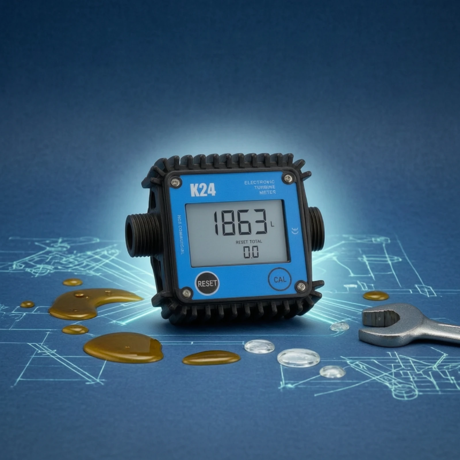 Turbine Flow Meter Threaded Digital Display Rotary Fluid Gauge for Industrial Piping Transfer Lines
