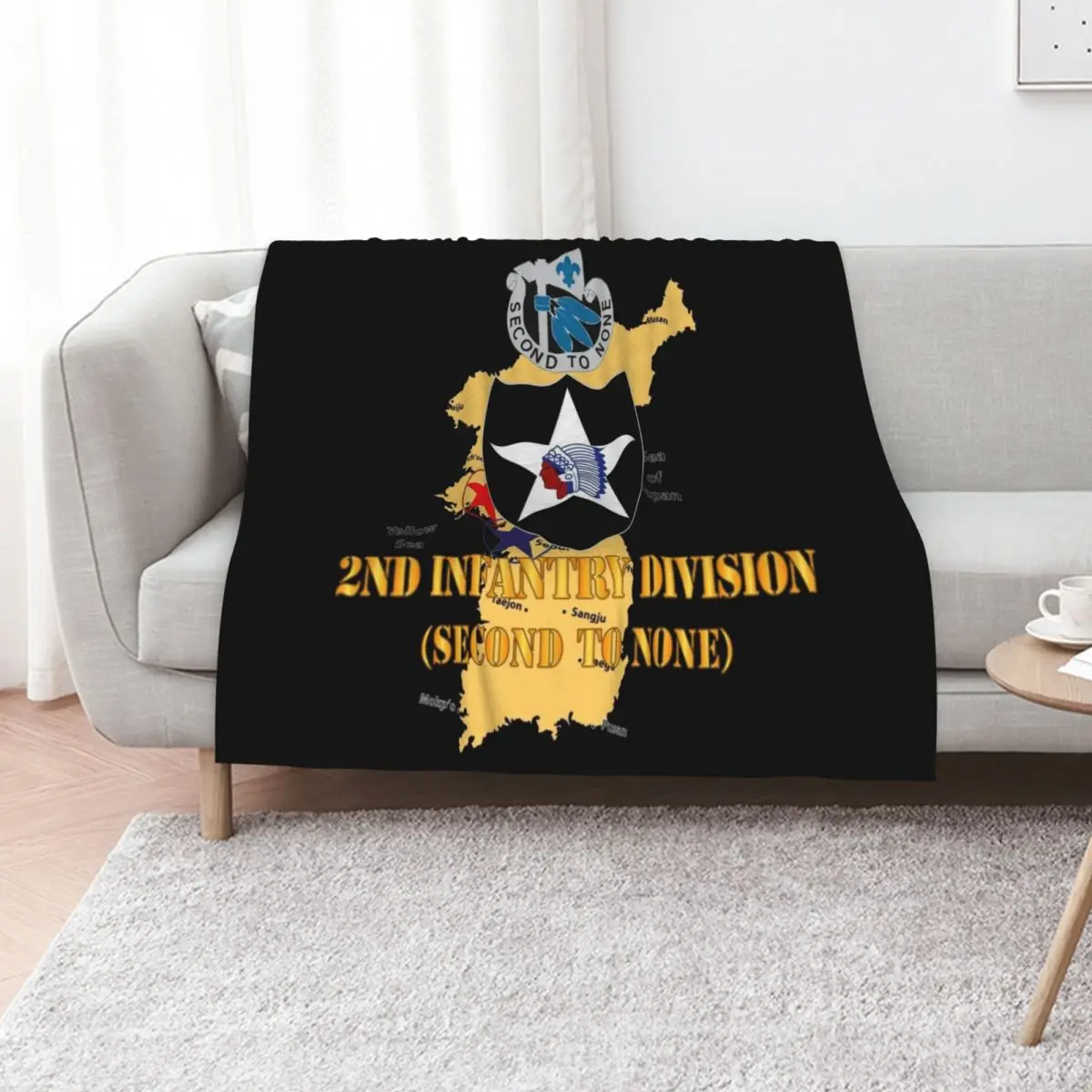 Army - Korea Map - 2nd Infantry Div - Second to None Throw Blanket Bed Fashionable Luxury St Stuffeds Picnic Blankets