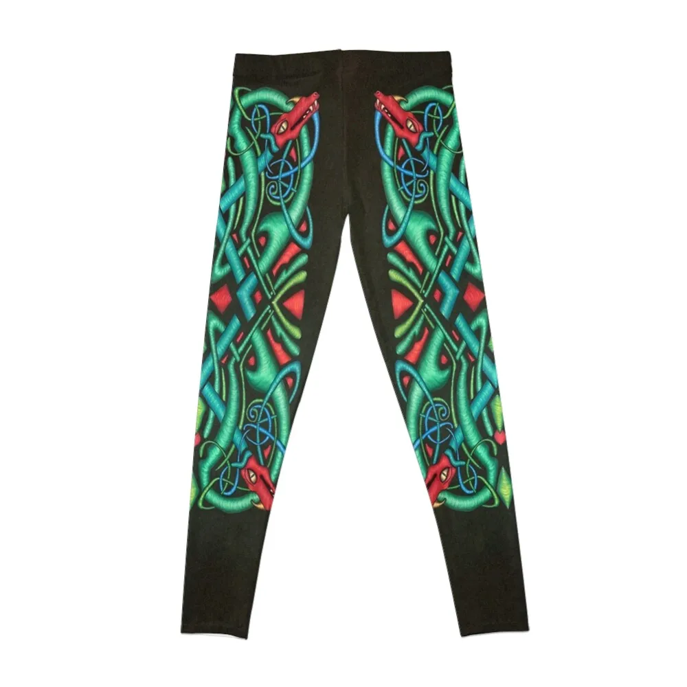 Intricate Jewel Tones Dragon Irish Celtic Knot Leggings Women's trousers sports shirts gym Womens Leggings