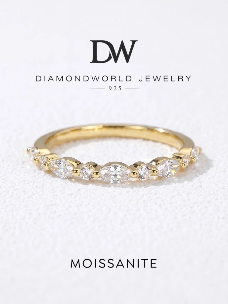Eleganter 925 Sterling Silber Echter Moissanit Diamant Marquise Rund 2MM Ring für Damen, Alltag, Party, Mode, Hochwertiger Schmuck – Detail 1