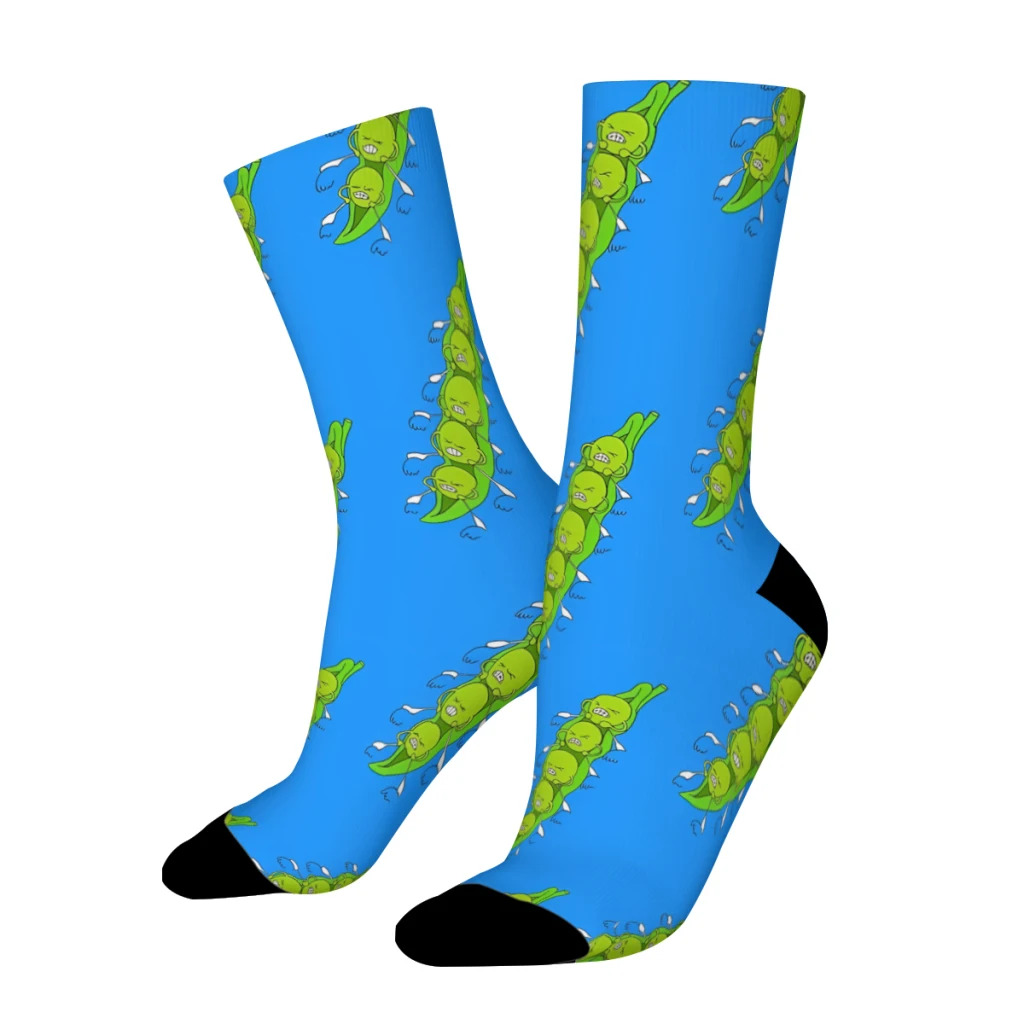 Peas Rowing on a Pirogue Happy Men's Socks Retro Vegetables Food Street Style Crazy Crew Sock Gift Pattern Printed