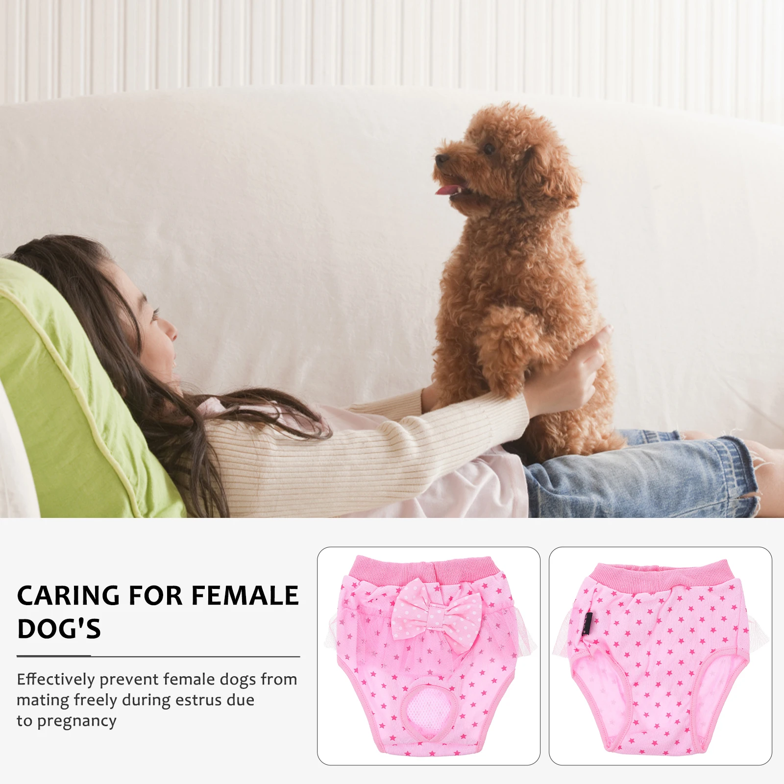 

Washable Dog Diapers Female Dogs Physiological Pants Pink Puppy Pantie Sanitary Reusable LeakProof Pet Supplies House Dog