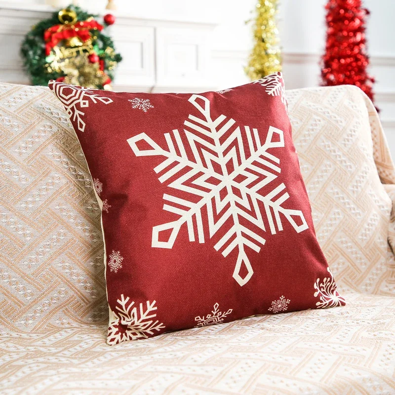 Christmas Pillow Covers Stylish Snowflake Print Cushion Covers for Winter Holiday Decoration Accessories Holiday Decor Supplies