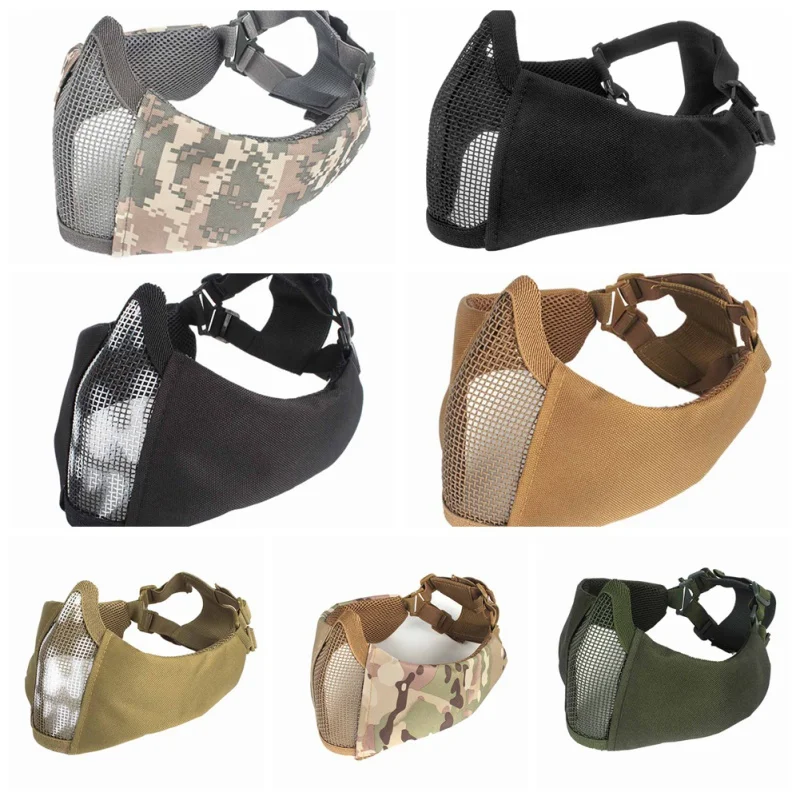 Men Half Face Mask TPU Nylon Ear Protection Portable Foldable Breathable Outdoor Apparel Accessories For Airsoft Paintball